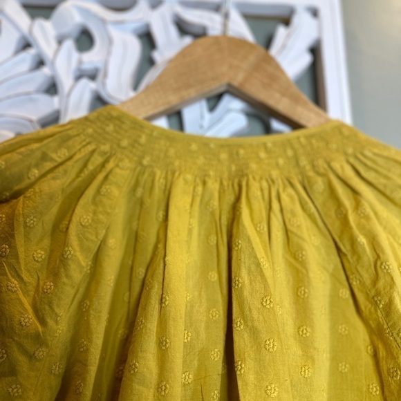 Madewell Peasant Style Button Down Mustard Smocked Long Sleeve - Picture 8 of 8